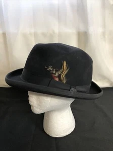 Vintage Beaver Brand Hat Classic Black Derby Hat Size 7 1/4 - Picture 1 of 12