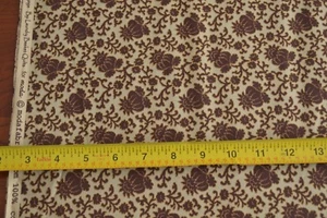 By 1/2 Yd, Brown Floral on Lt-Green Cotton, Moda/Bon Voyage/Laundry Basket, B415 - Picture 1 of 7