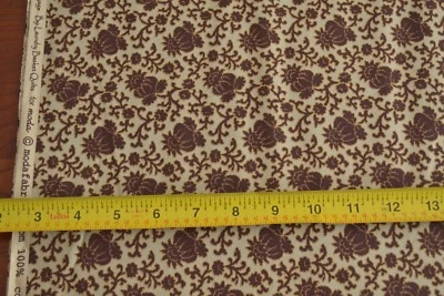 By 1/2 Yd, Brown Floral on Lt-Green Cotton, Moda/Bon Voyage/Laundry Basket, B415 - Image 1 of 4