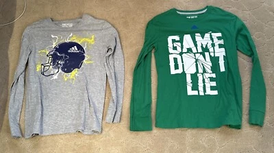 Two Adidas Boys Crew Neck The Go To T-Shirt Youth Medium 10-12 Long Sleeve - Image 1 of 4