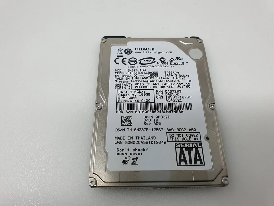 Dell Studio 1737 PP31L HDD Hard Drive 160GB 2.5" SATA Hitachi HTS543216L9A300 - Image 1 of 4