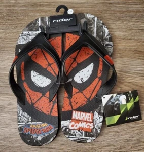 Spider-Man Rider Sandals Flip Flops Amazing Marvel Comics Black Red Mens Sz 10 - Picture 1 of 3
