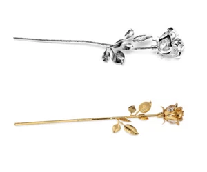 Metallrose Flor Artística Dekorose Plateado Cristales Regalo Oro Plata Flor - Imagen 1 de 20