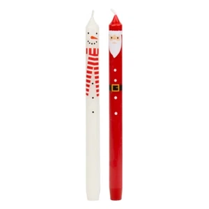 Santa and Snowman Christmas Character Tall Candles (2 Pack) - Picture 1 of 2