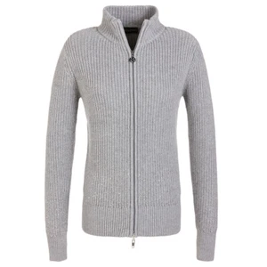 NWT Golfino Ladies Full Zip Grey Cardigan w Rhinestone 1315124 820 2 6 8 10 12 - Picture 1 of 6