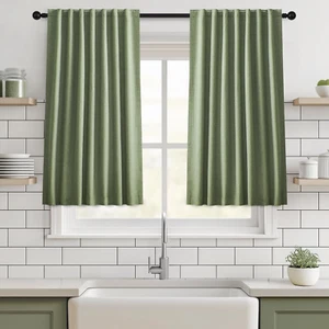 Blackout Curtains 45 Inch Length 2 Panels Set for Living Bedroom Drape Back T... - Picture 1 of 7