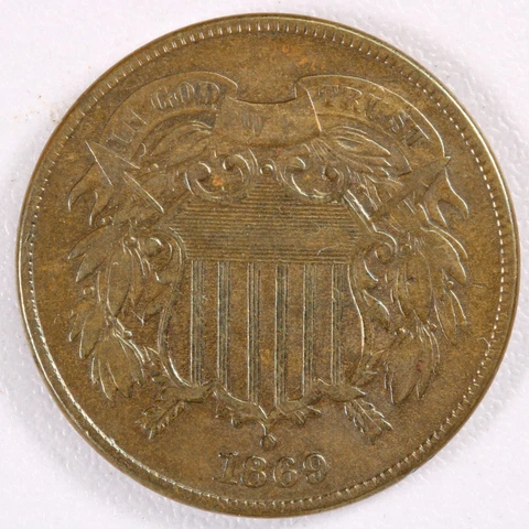1869 Two Cent Piece - XF/AU Cover