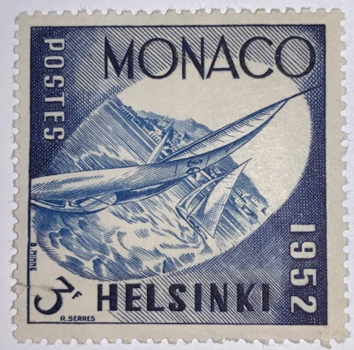 旅行邮票:1952 年摩纳哥邮票 Sc# 297 赫尔辛基奥运会帆船、完好、MOGH — 第 1/4 张图片