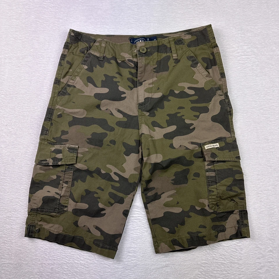 Pantalones Cortos Lucky Brand Niños L 14/16 Verde Carga Camuflaje Ajustable Caza Jóvenes Niños Foto 1 de 4
