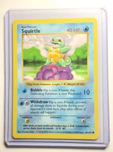 SQUIRTLE - 63/102 - Juego Base SIN SOMBRAS - Tarjeta de Pokémon - EXCELENTE / CASI NUEVO - Imagen 1 de 1