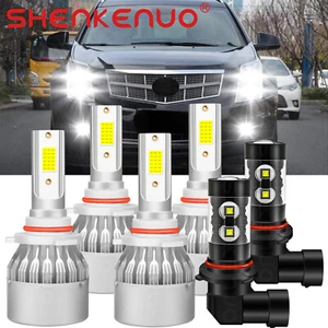 For CADILLAC SRX 2004-2009 6x LED Headlight High Low Beam+Fog Light Bulbs 6000K - Picture 1 of 11