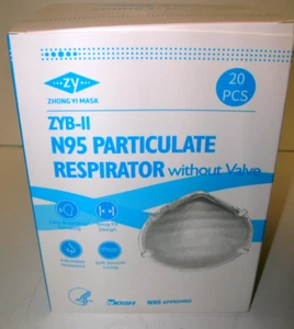 Zyb II N95 Particulate Respirator Mask without Valve 20 Pc Box Niosh NEW - Picture 1 of 10