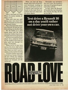 1971 RENAULT 16 4-door Sedan Road To Love Vintage Print Ad 2 - Picture 1 of 1