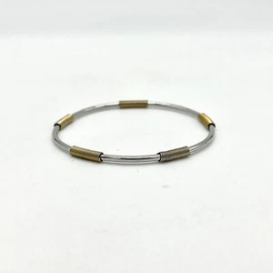 Bangle Bracelet Two Tone Silver Gold Fashion Jewelry Stacking - Picture 1 of 7