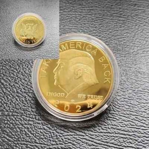 Medaille Donald Trump 2024 - 40 mm - PP vergoldet in Münzkapsel -NEU/OVP - Bild 1 von 3