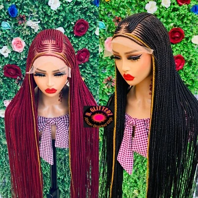 PELUCA AFRICANA TRENZADA 8*8 CIERRE FRONTAL ENCAJE 45" Foto 1 de 4