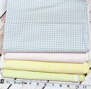 Cotton Quilt Fabric  9yd Bundle Gingham pastel pink green yellow blue nursery - Picture 1 of 5