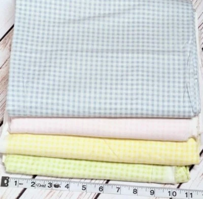 Cotton Quilt Fabric  9yd Bundle Gingham pastel pink green yellow blue nursery - image 1 of 4