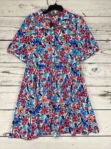 Allegra K Women's Floral Point Collar Button Up Tie Waist Summer Dress - Picture 1 of 5