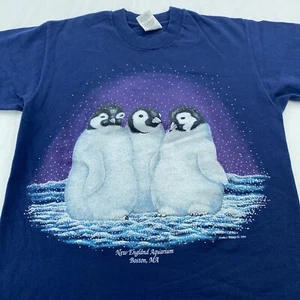 vintage 90s PENGUIN NEW ENGLAND AQUARIUM  BOSTON, MA T-Shirt SMALL bird nature - Picture 1 of 7