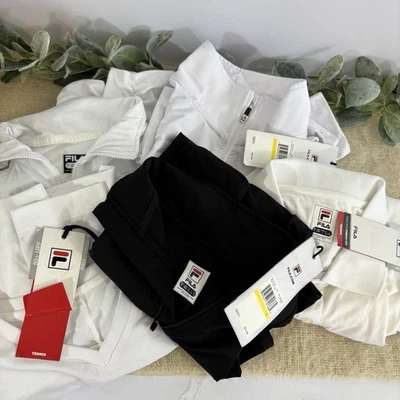Lote De 5 Camisas Fila Hombres Medianas Blancas Negras Tenis Pickleball 1/4 Cremallera Defectos Foto 1 de 4