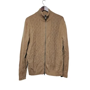 Banana Republic Wool Camel Hair Cardigan Sweater Men's Sz L Cable Knit Preppy - Picture 1 of 8