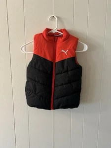 PUMA XS Kids Vest Size 5/6 Black And Red Puffer Vest EUC School Sports A4 - Picture 1 of 8