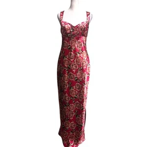 Wild Fable Hot Pink Floral Romantic Maxi Satin Dress Gr. L - Bild 1 von 7