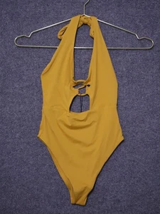 Costume da bagno Stone Fox donna piccolo senape pezzo unico cravatta nuovo con etichette piscina spiaggia - Foto 1 di 4