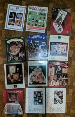 Lot 12 Christmas Holiday Winter Craft Books Needlepoint, Cross-stitch, Cutwork + Foto 1 de 4