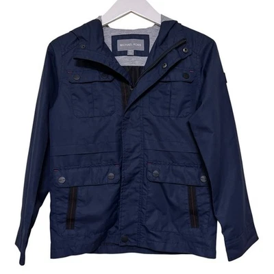Chaqueta de Lluvia Michael Kors Azul Rojo Con Capucha Abotonada Cremallera Completa Niño Niña Talla 10-12 Foto 1 de 4