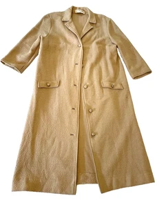 VINTAGE BUTTE KNIT WOOL 3 PC  MOD SUIT long coat, skirt, shirt set biege classic - Picture 1 of 5
