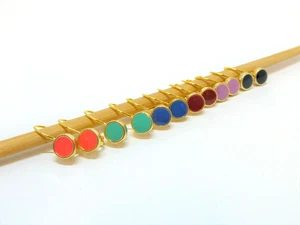 Ohrringe Patent-Brisur vergoldet Emaille-Münze 8mm -viele Farben- - Bild 1 von 15