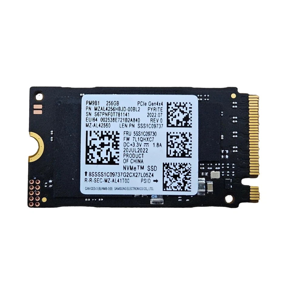 256GB SSD NVME Samsung PM9B1 MZAL4256 M.2 2242 PCIe - Bild 1 von 1