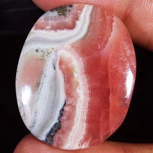 54.40 Cts Natural RHODOCHROSITE Oval Cabochon Top Gemstone 27x34x4 mm WR481 - Picture 1 of 7