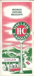 1952 SINCLAIR Road Map ARKANSAS LOUISIANA MISSISSIPPI Texarkana Jackson Meridian - Picture 1 of 4