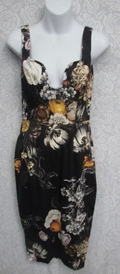 ASOS size UK 8 Black Floral Sleeveless Midi Pencil Dress New - image 1 of 4