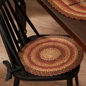 Primitive 15 in Chair Pad Orange Ginger Spice Tie Kitchen Table Decor VHC Brands - Picture 1 of 5
