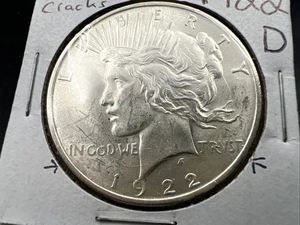 Moneda de 1 dólar 1922 D Peace troquel grietas anverso Vam BU UNC - Imagen 1 de 8