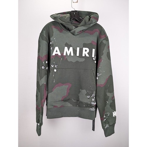 Felpa con cappuccio Amiri Army logo mimetica nuova con etichetta M