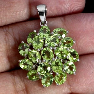 925 Sterling Silver Pendant Oval Peridot 5x4mm Natural Gemstone Jewelry - Picture 1 of 14