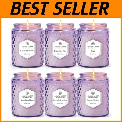 Juego de velas de cera de soja de lujo - eucalipto, lavanda, sándalo Foto 1 de 4