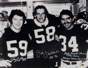Ham Lambert Russell Steelers Firmado 16x20 B&W Salón de la fama y Capitán -JSA W Auténtico *W - Imagen 1 de 3