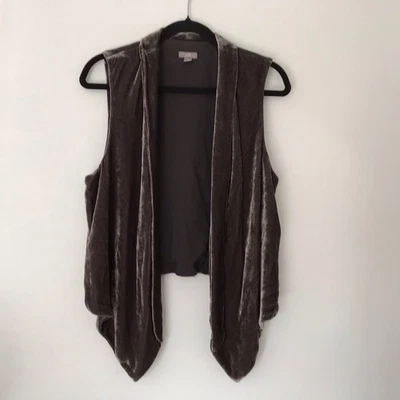 Chaleco J.Jill Gris Oscuro Terciopelo Frente Abierto Talla PM Lagenlook Bohemio Grunge Hada Foto 1 de 4