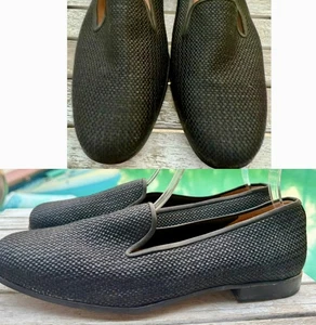 Stubbs & Wootton RAFFIA NOIR Halbschuhe Schuhe ($ 625) Herren Größe 8 ~ NEU - Bild 1 von 12