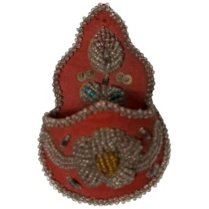 Antique Iroquois Tribe Native American Whimsey Wall Pocket Glass Beads Sewing - Picture 1 of 6