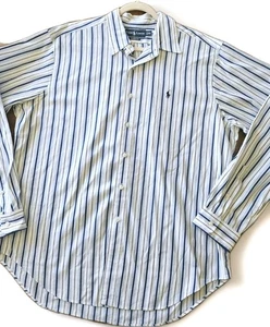 Camicia uomo Ralph Lauren vestibilità classica abbottonata XL blu bianco righe cotone - Foto 1 di 8