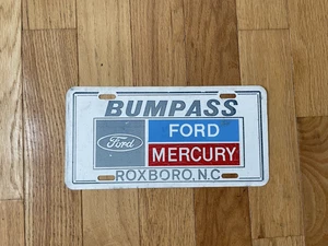 Vintage Bumpass Ford Booster License Plate Roxboro, North Carolina - Picture 1 of 1