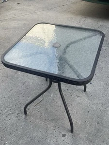 24” Square By 28” High Tempered Glass Top Patio Table, Black (Used), Good Cond - Picture 1 of 14