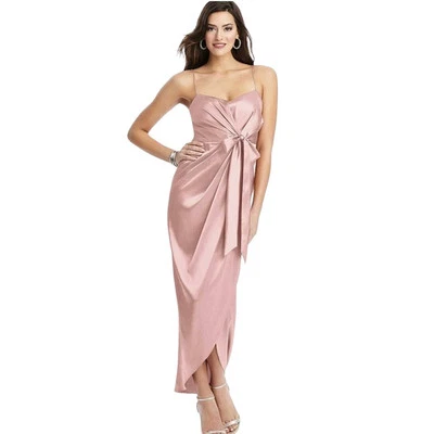 NWT Dessy After Six Faux Wrap Midi Dress in Desert Rose Size 2 - Изображение 1 из 4